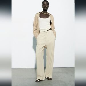 Zara Linen Blend Wide leg Summer Pants Sz-M